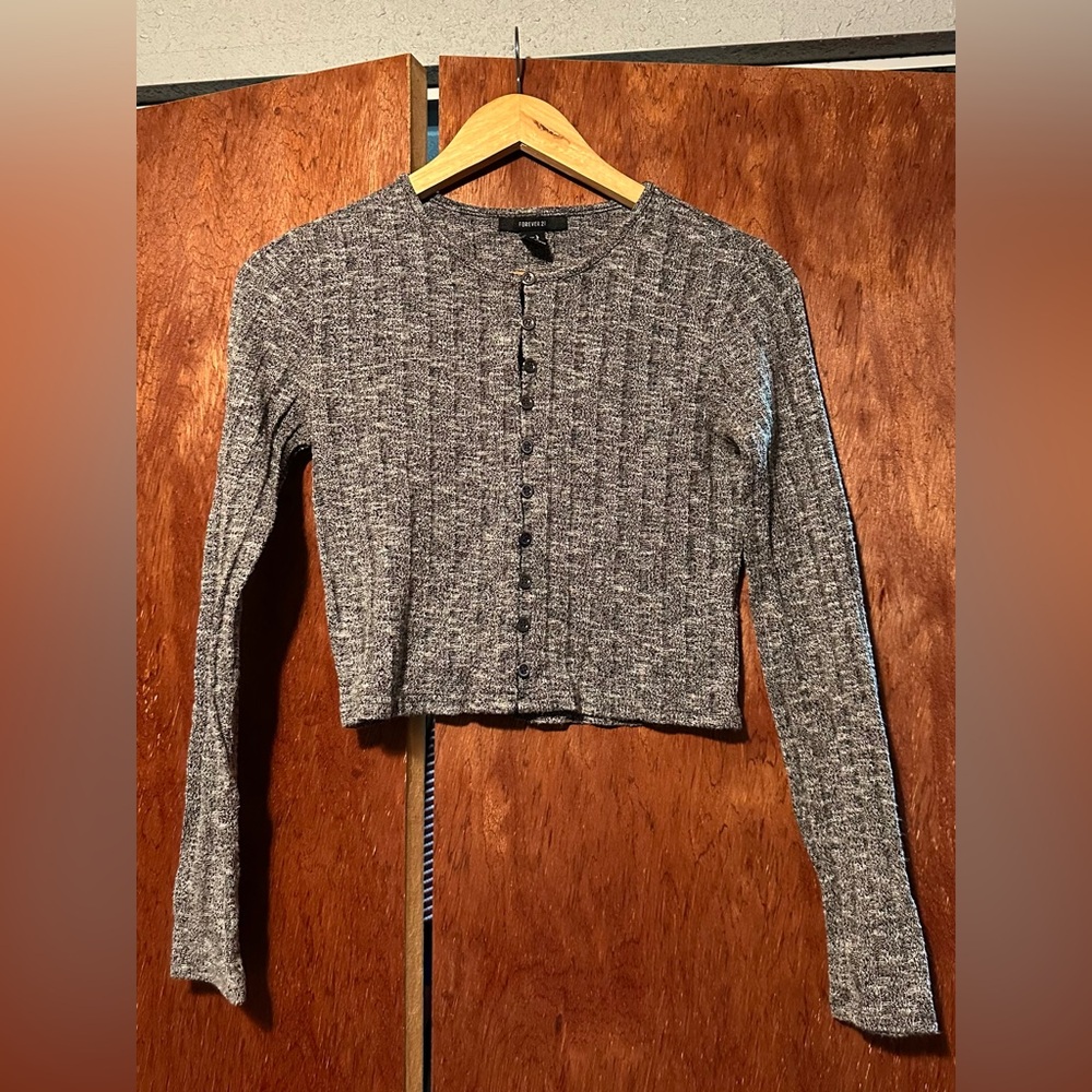 Gray Button-Up Cardigan